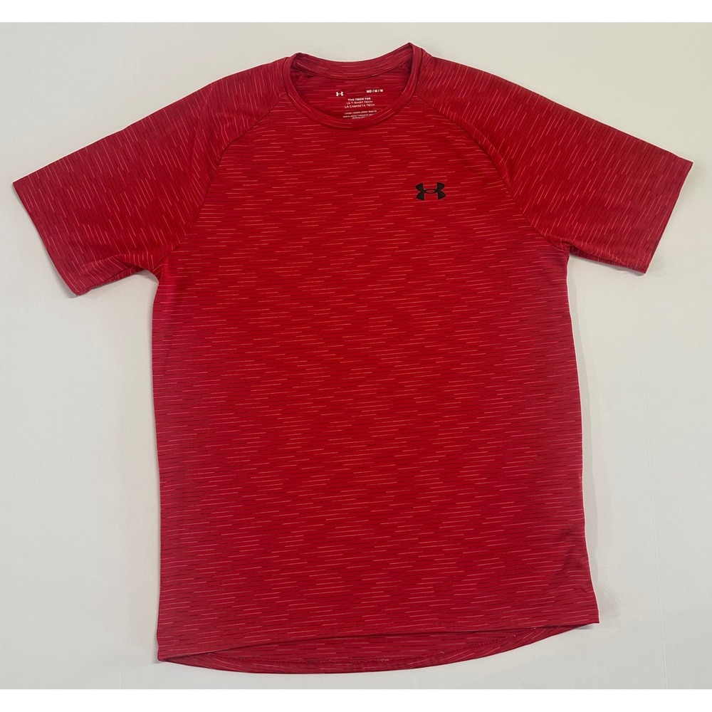 Under Armour Mens Tech Tee Red Space Dye Short Sleeve Shirt Medium Loose Fit